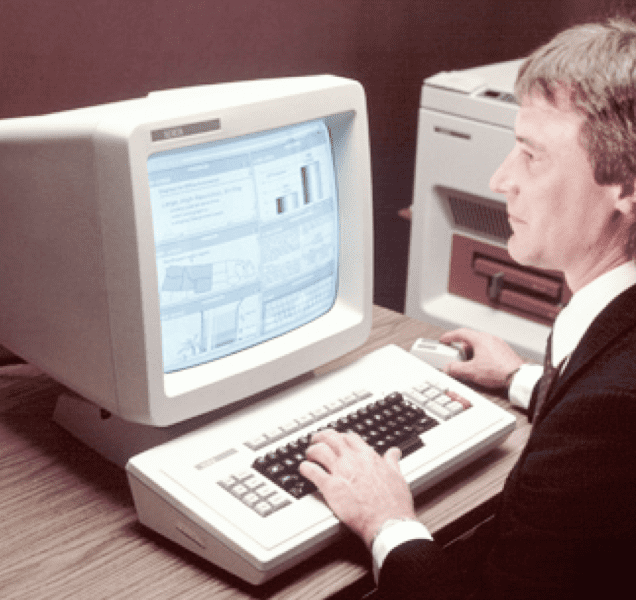 Xerox Star- erste kommerzielle Workstation mit Maus - entwickelt 1981 von Xerox!